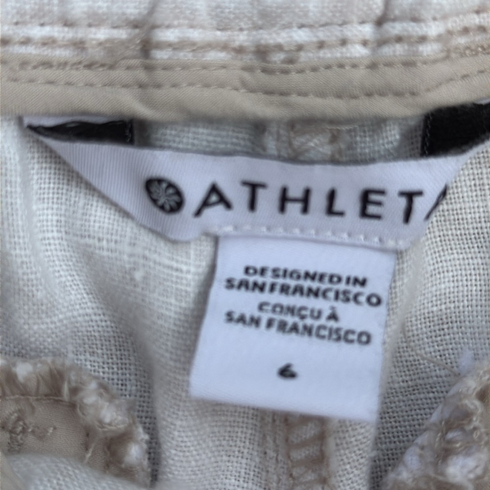 Athleta Leopard Print Cabo Linen Jogger Pants Cream/Tan Size 6 - Picture 3 of 15